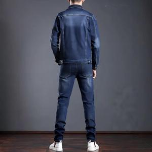 Ensemble 2 pièces en jean slim pour <span class=keywords><strong>homme</strong></span> : veste tricotée et pantalon de motard, style survêtement <span class=keywords><strong>cowboy</strong></span>, <span class=keywords><strong>tenue</strong></span> boyfriend - Product Image 2