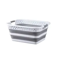 Panier à linge pliable en plastique PP, empilable, gain de place, dimensions 53x38.5x23cm, pour salle de bain et rangement derrière la porte