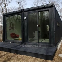 Capsule intégrée préfabriquée de camping bon marché maison préfabriquée mobile en acier léger transportable conteneur maison en verre villa à vendre