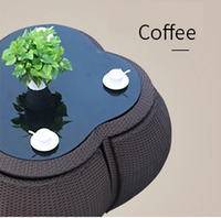 Meubles de jardin en rotin tressé en PE, table basse et chaise, coussin imperméable, balcon de jardin, canapé à café et à thé CNLF