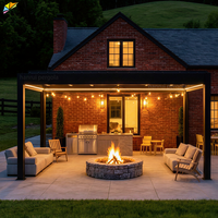 Pergola bioclimatique motorisée avec toit à lames en aluminium 6063-T5, imperméable, gazebo extérieur avec éclairage LED
