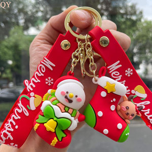 QY Cute Christmas PVC Keychain Santa Claus Christmas <b>Tree</b> Rubber Key Ring Holiday Gift Ornament for Family Friends - Product Image 3