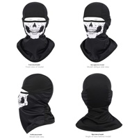 Cagoule unisexe respirante en Spandex/Polyester avec motif crâne imprimé par transfert thermique, cache-cou pour la moto et les activités de plein air