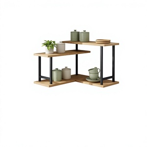 Wooden Three Tier Corner <b>Storage</b> <b>Rack</b> 27.16W x 14.8H Standing Type for <b>Kitchen</b> Countertop Minimalist Style Durable - Product Image 1