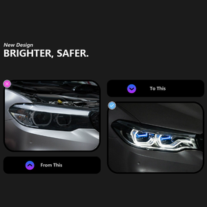 Phares LED pour BMW Série 5 G30 G38 2018-2021, Nouveaux, 6000K, Modifiés Jaune Blanc DRL, Feux de Croisement/Route - Product Image 5