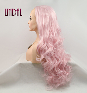 LINDAL Perruques en cheveux synthétiques à haute teneur en fibres, <span class=keywords><strong>perruque</strong></span> 24 "<span class=keywords><strong>de</strong></span> cheveux synthétiques Cosplay pour femmes blanches et noires couleur <span class=keywords><strong>princesse</strong></span> rose - Product Image 3