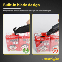 Manufore Offre Spéciale Poignée En Plastique Portable Cutter de Sécurité Film Boîte Carton Cutter Couteau de Poche En Acier Au Carbone Lame kutter