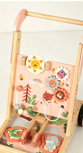 Andador Multifuncional de Madera Rosa para Bebés y Niños Pequeños, Juguete Educativo Antideslizante y Antivuelco para 6 Meses a 3 Años - Product Image 5
