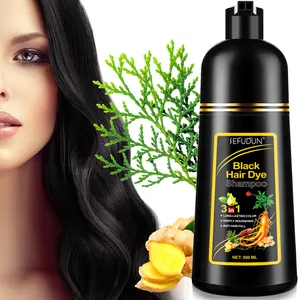 SEFUDUN Etiqueta Privada planta natural burbuja chino herbal color champú tinte para el cabello, 3 en 1 marrón oscuro negro champú para teñir el cabello