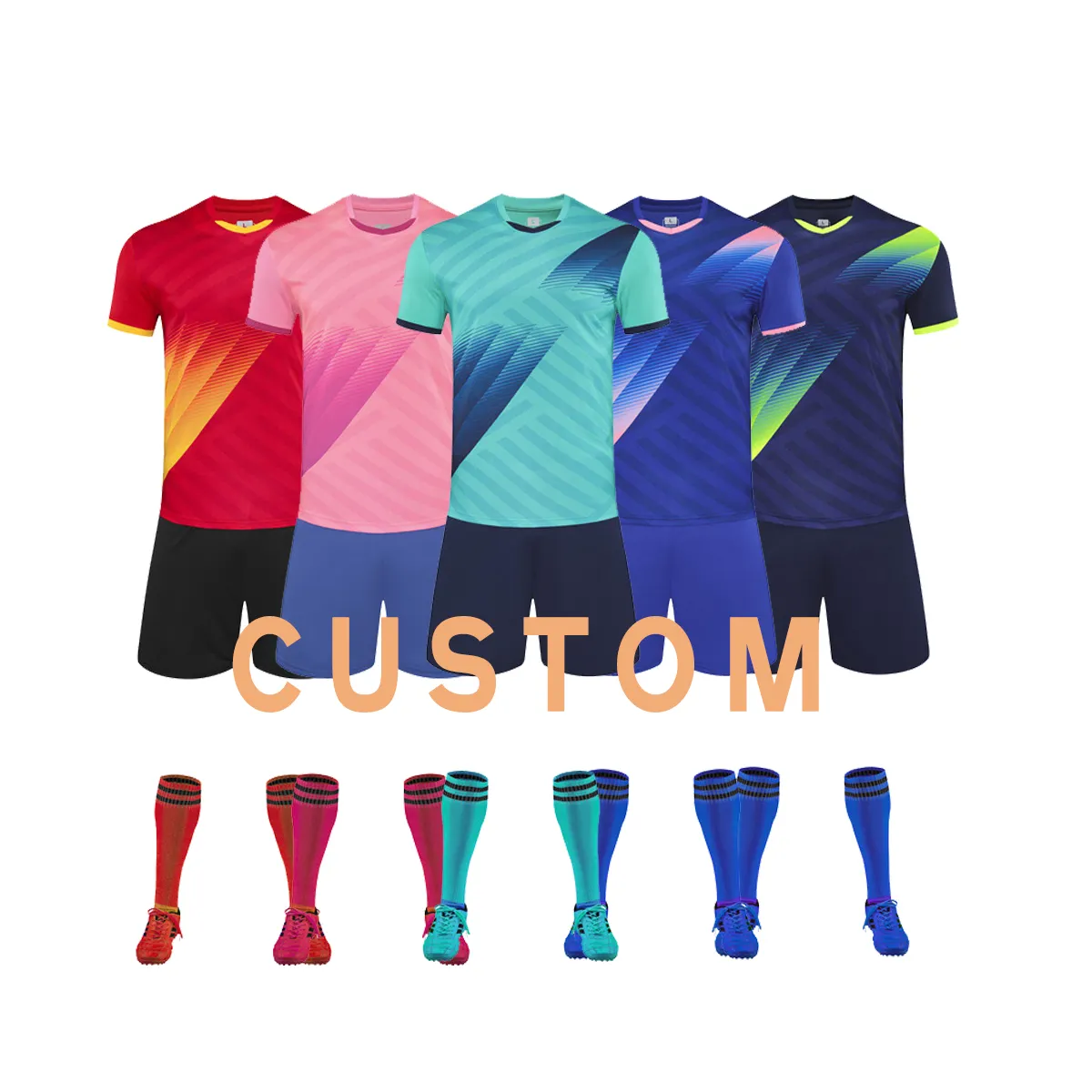 2022 Nieuwe Training Voetbal Uniform Voetbal Jersey Volledige Set Modieuze Voetbal Kits Voor Junior Running Trainingspak