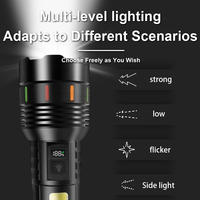 Lampe torche LED rechargeable super lumineuse longue portée avec indicateur de batterie pour utilisation d'urgence en extérieur