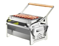 Barbecue au charbon de bois en acier inoxydable avec rôtissoire rotative réglable sans fumée pour restaurant, hôtel, traiteur, fête en plein air, buffet