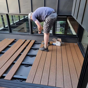 Durevole WPC Decking per uso esterno a lungo termine PVC noce <span class=keywords><strong>Teak</strong></span> legno composito per la pavimentazione Premium Click pavimenti in legno ingegnerizzati - Product Image 1