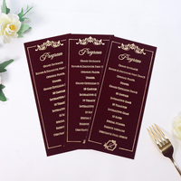 Carte d'agenda de mariage en velours rouge bordeaux, personnalisée avec bordure vintage dorée, imprimée pour mariage et fête d'anniversaire