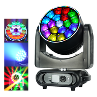 Projecteur Lyre Mobile 19*15W 4-en-1 RGBW Effet Bee Eyes avec Zoom et Anneau Lumineux pour Spectacles Scéniques, Banquets et Soirées en Club