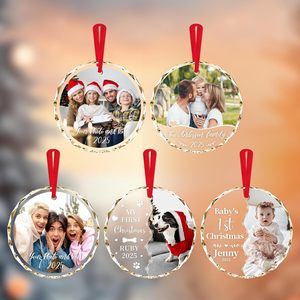 Premium Quality K9 Crystal Round Christmas Decoration Custom UV Printed Glass Angel <b>Ornaments</b> Carved Hanging Decorative - Product Image 5