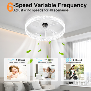 พัดลมเพดานขนาด 19.7 นิ้ว พร้อมไฟ LED 3CCT ควบคุมผ่านแอพพลิเคชั่น รีโมทคอนโทรล ปรับความเร็วได้ 6 ระดับ เงียบ ไฟสีขาว เหมาะสำหรับห้องนอน - Product Image 5