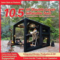 Tente gonflable d'extérieur pour le camping, grand espace, entièrement automatique, imperméable, 2 chambres, 1 salon, installation instantanée, abri familial