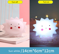 Lampe led d'intérieur alimentée par batterie pour chambre d'enfant, mignon pvc soleil lune étoile animal bébé veilleuse pour décoration de chambre d'enfant