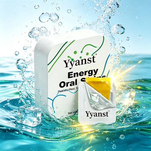 Tiras Orales Energéticas Personalizadas al por Mayor, Caja de Hojalata Blanca con Líneas Azules y Verdes, 30 Unidades, Película de Vitalidad de Disolución Rápida, Suministro a Granel - Product Image 2