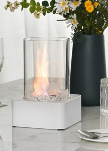 Brasero <span class=keywords><strong>de</strong></span> metal negro creativo Firepit <span class=keywords><strong>Chimenea</strong></span> <span class=keywords><strong>de</strong></span> mesa cuadrada con piedras decorativas Parte superior <span class=keywords><strong>de</strong></span> vidrio hecha <span class=keywords><strong>de</strong></span> acero inoxidable duradero - Product Image 4