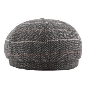 Best Seller <strong>Woollen</strong> Fashion Plaid 8 Panels Newsboy Cap <strong>Hat</strong> for <strong>Men</strong> Fall Winter Warm Beret <strong>Hat</strong> - Product Image 5
