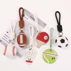 Fashionable Pu Leather Braided Tennis Designs Ideal <b>Bag</b> <b>Charm</b> Cute Baseball Keychain for Gifts - Product Image 1