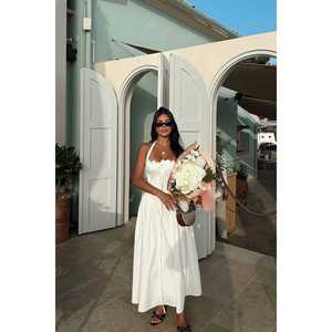 Robe midi blanche Corfu pour femmes, design élégant personnalisé, volants, motif uni, ODM, taille XS à 3XL, pour le bureau, décontractée, à porter au quotidien, personnalisée - Product Image 2