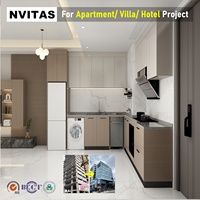 Meubles de cuisine modernes en contreplaqué et verre, en kit, pour appartement, vente en gros d'usine, fabrication directe, sur mesure, RTA