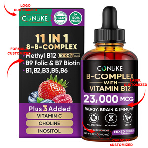 Label Pribadi 11-in-1 Vitamin B Kompleks Cair dengan B12 Metilkobalamin B9 Asam Folat Kolin, Inositol Metabolisme Energi Otak - Product Image 6