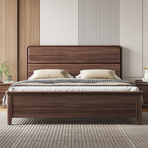 เตียงแพลตฟอร์มไม้โรสวูด 2026 เตียงคู่สไตล์โมเดิร์นมินิมอล เฟอร์นิเจอร์ห้องนอนประหยัดพื้นที่ - Product Image 1