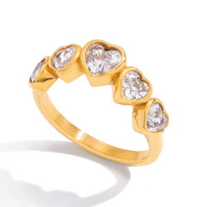Heart Shaped <b>Crystal</b> <b>Ring</b> Gold Plated Bezel Setting Unisex Everyday Wear Jewelry - Product Image 5