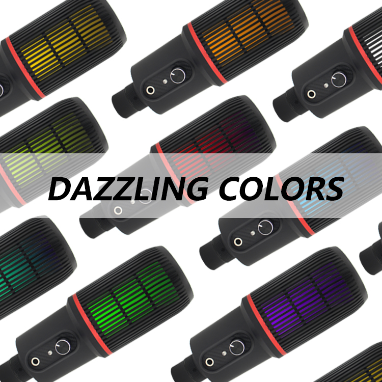 Новая сетка железная сетка Дизайн USB низкий уровень шума конденсатор настольный микрофон с многоцветным RGB эффектом