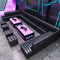 Canapé de salle de danse haut de gamme, canapé en U personnalisé pour KTV, canapé de bar karaoké et table basse LED pour boîte de nuit