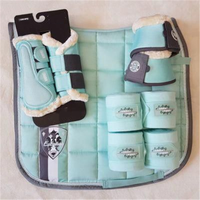 Ensemble professionnel d'équipement équestre : Bottes de cheval, tapis de selle, bonnet anti-mouches et protège-ventres