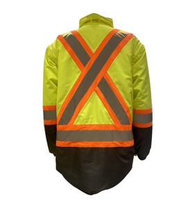 Blouson bomber haute visibilité jaune robuste à dos en <span class=keywords><strong>X</strong></span>, imperméable et détachable, pour homme, hiver, réfléchissant, pour le secteur pétrolier au Canada - Product Image 4