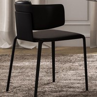 Chaise de salle à manger moderne minimaliste italienne en métal avec accoudoirs en cuir, chaise selle haut de gamme avec dossier de style nordique pour la maison