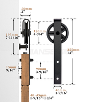 Kit de Herrajes para Puerta Corredera de Granero de Madera en Acero al Carbono Estilo Antiguo