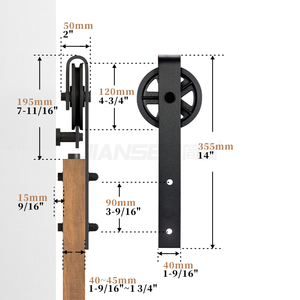 Kit Ferramenta per Porta Scorrevole da Fienile in Acciaio al Carbonio Stile Antico per Porte in Legno - Product Image 2