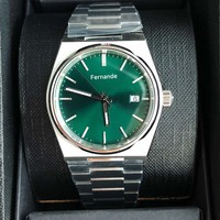 Montre-bracelet vintage pour homme, mouvement à quartz, fonction date verte, bracelet en acier intégré, boîtier octogonal 40 mm, 22 mm, simple