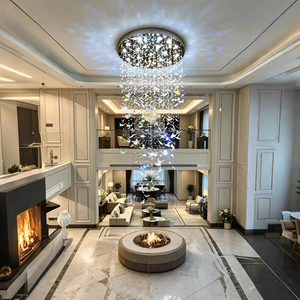 <span class=keywords><strong>Lampadario</strong></span> a Cascata di Cristallo a Farfalla Moderno e Lussuoso Personalizzato per Hotel, Atrio, Scale, Villa con Soffitti Alti - Product Image 1