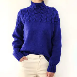 2023 Fashion new design textured pullover turtleneck women long sleeve knitwear pullover tops sweater