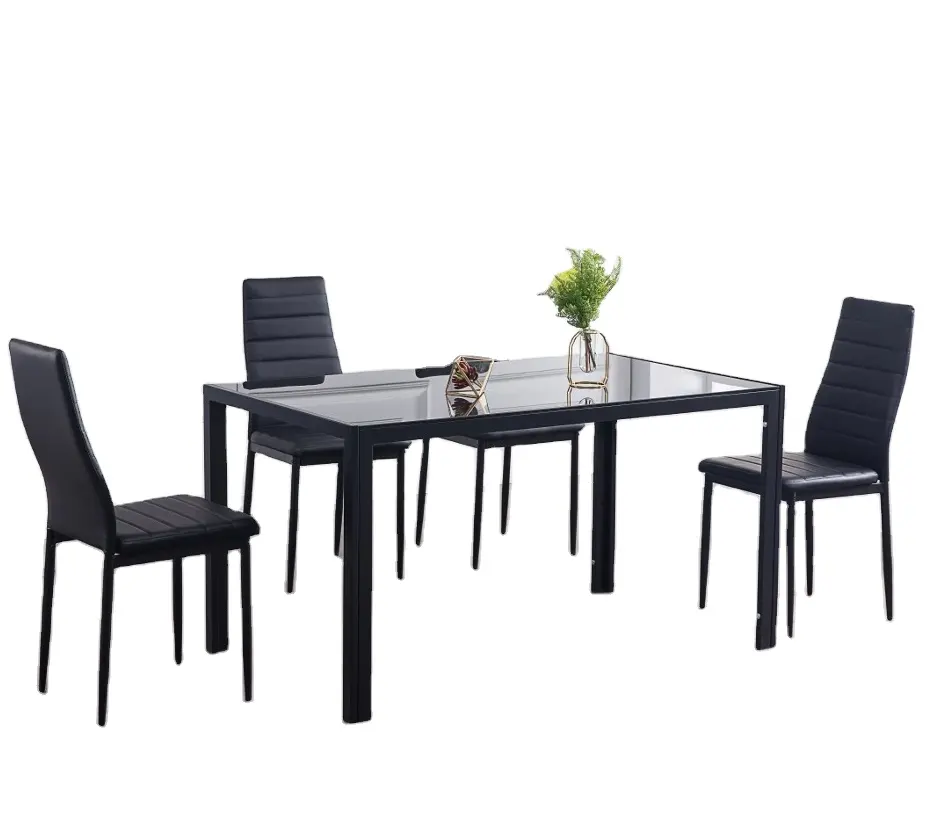 Lüks 4 sandalye yemek masası seti Modern / Modern tasarım cam restoran mutfak yemek masaları ve sandalyeler