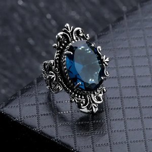 Anello a Specchio Blu Reale per Donne, Gioiello da Dito Vintage e Distintivo - Product Image 1