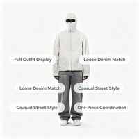 Masques respirants surdimensionnés pour hommes et femmes, 430 g/m², cagoule, sweat-shirt à capuche, design Ninja, en laine noire pour l'automne