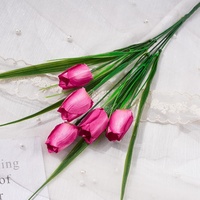 YOPIN-8158 Bouquet de fleurs artificielles en soie, 5 têtes de tulipes pour mariage, maison, hôtel, jardin, Saint-Valentin