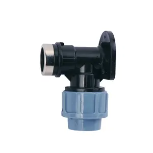 Tấm Tường Nữ Khuỷu Tay Với Đĩa PN16 PE BALL VALVE HDPE PP PVC Ống Nén Phụ Kiện BSP Chủ Đề ISO17885 ISO14236