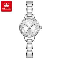 Montre à quartz pour femme OLVES 7093 en acier inoxydable et céramique, étanche, affichage de la date, montre-bracelet pour femme, style business décontracté