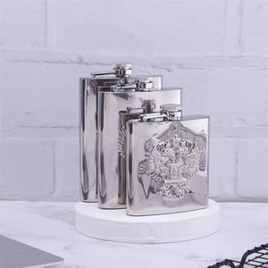 Buena calidad espejo plata Metal licor Flagon Acero inoxidable whisky dos cabezas águila Petaca <span class=keywords><strong>Alcohol</strong></span> 6oz 8oz 9oz - Product Image 4