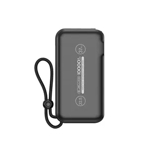 Newest Portable 10000mAh Powerbank Charger Built-In Charging Cables External Battery Power Bank With AC Wall Plug